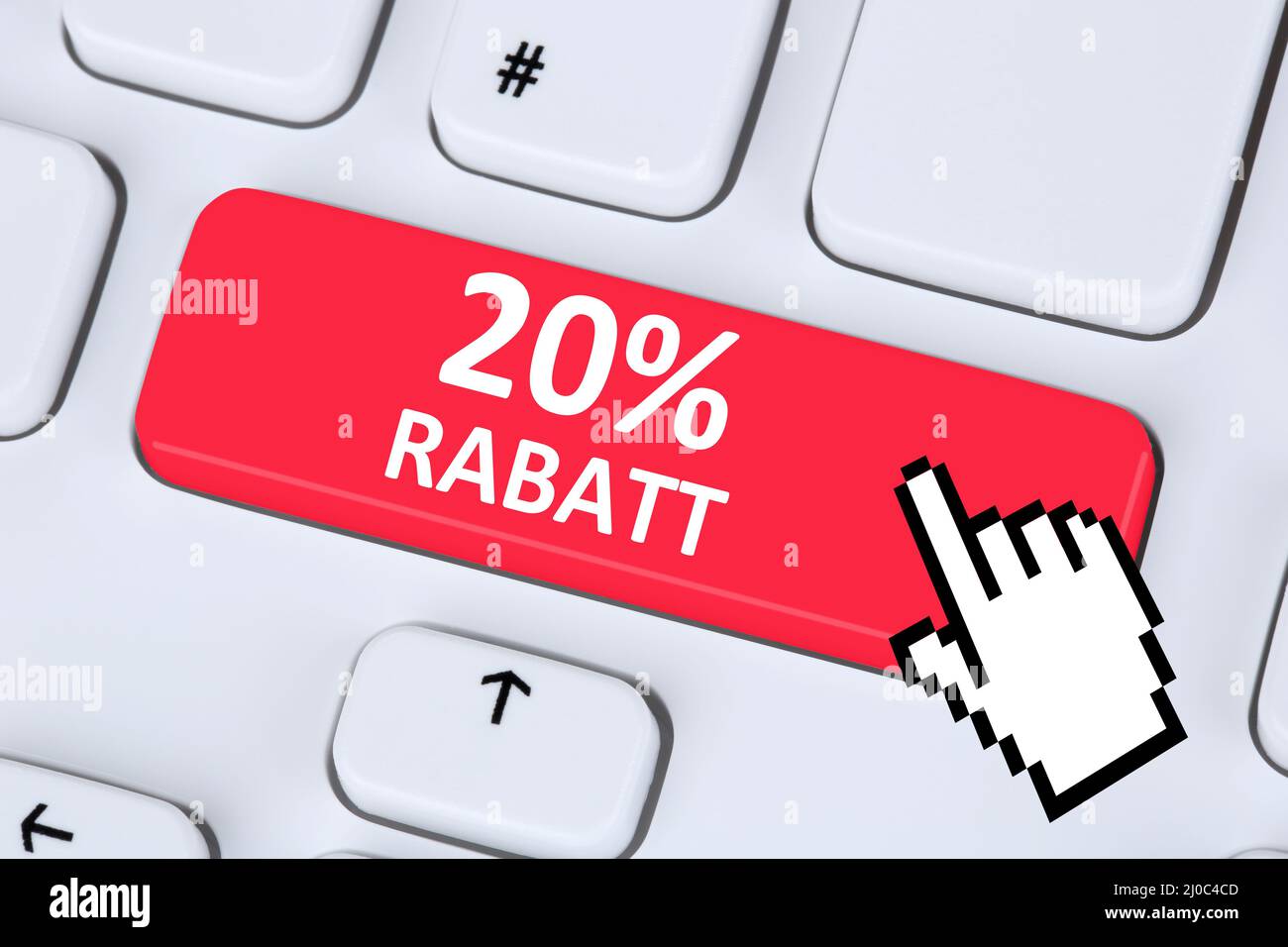 20% venti per cento di sconto pulsante azione bonus shopping online internet Foto Stock