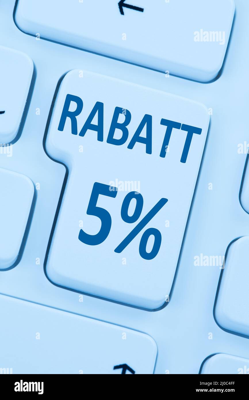5% cinque per cento di sconto pulsante bonus shopping online Foto Stock