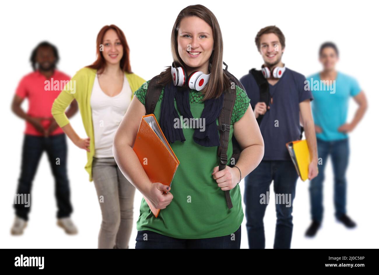 Gruppo di studenti ridendo persone adolescenti esenti Foto Stock