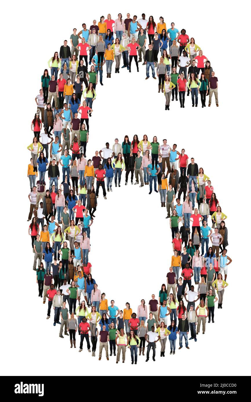 Numero 6 sei persone gruppo persone gruppo persone Foto Stock