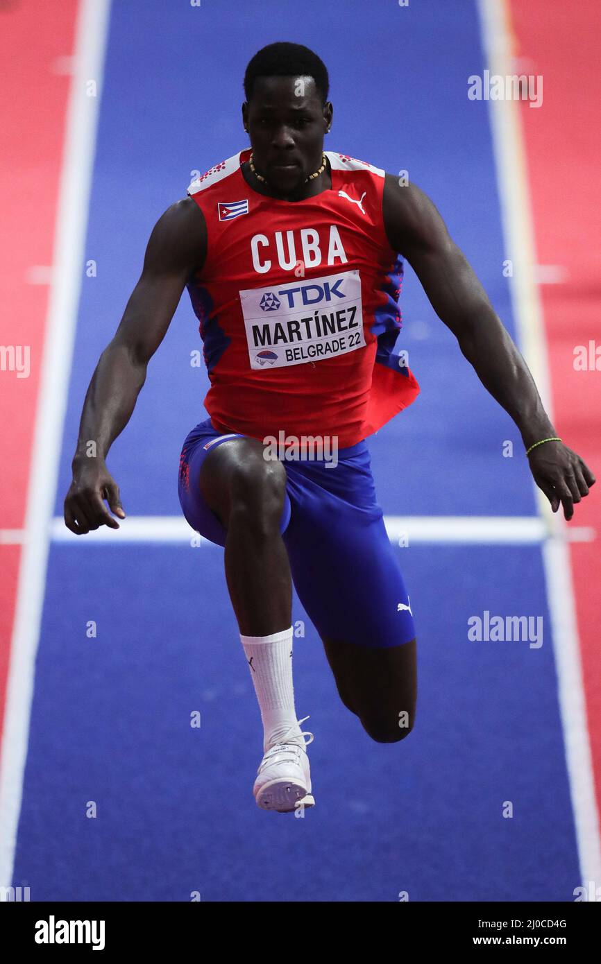 Belgrado, Serbia. 18th Mar 2022. Lazaro Martinez di Cuba compete durante la triplice finale maschile al World Athletics Indoor Championships Belgrado 2022 a Stark Arena, Belgrado, Serbia, 18 marzo 2022. Credit: Zheng Huansong/Xinhua/Alamy Live News Foto Stock