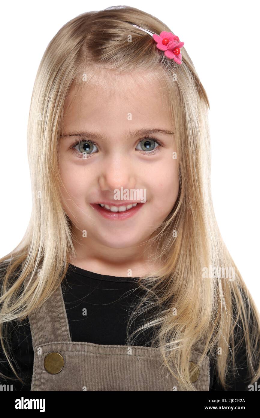 Bambino ragazza ritratto Laughing isolato ritagliato Foto Stock