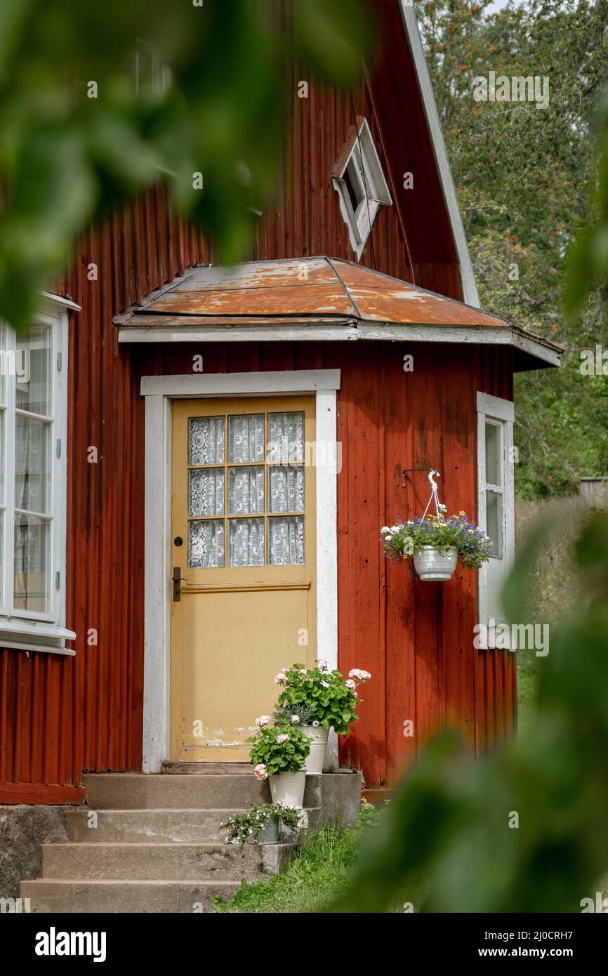 Casa Svezia rossa del famoso emil Foto Stock