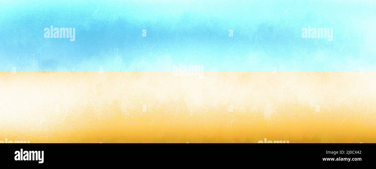 Acquerello blu e giallo come bandiera dell'Ucraina. Sfondo panoramico. Foto Stock