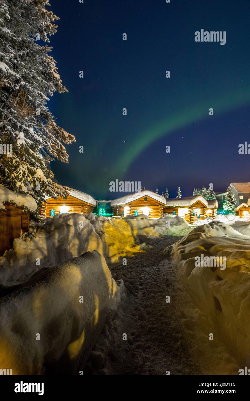 Aurora, Northern Lights, Pike's Waterfront Lodge, Fairbanks, Alaska Foto Stock