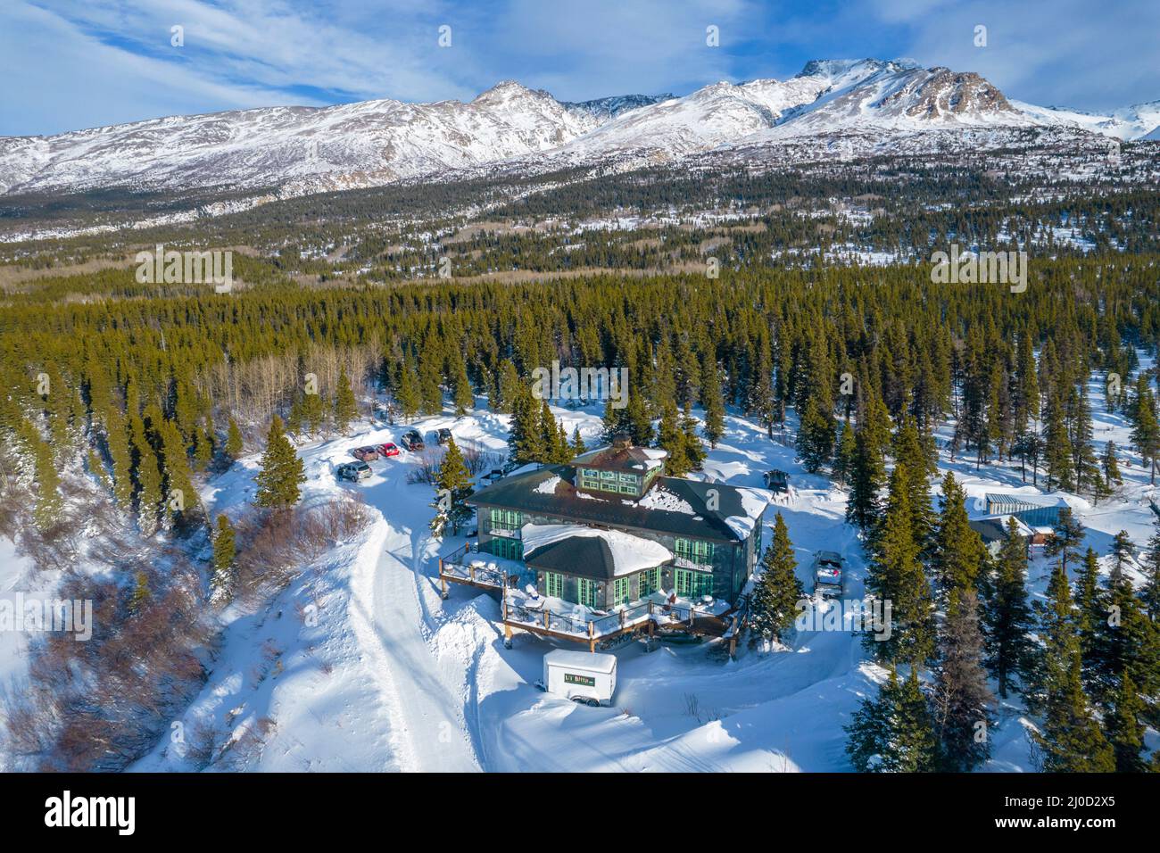 The Lodge at Black Rapids, Delta Junction, Alaska Range, Fairbanks, Alaska Foto Stock