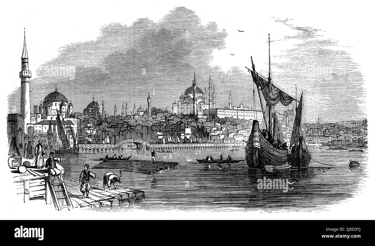 Costantinopoli, 19th secolo; illustrazione in bianco e nero Foto Stock