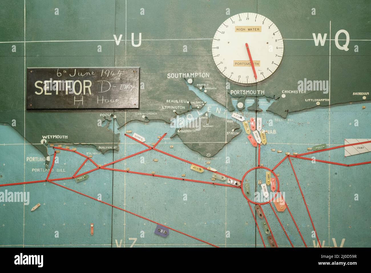 World War 2 D-Day sala mappa a Southwick House, Regno Unito Foto Stock