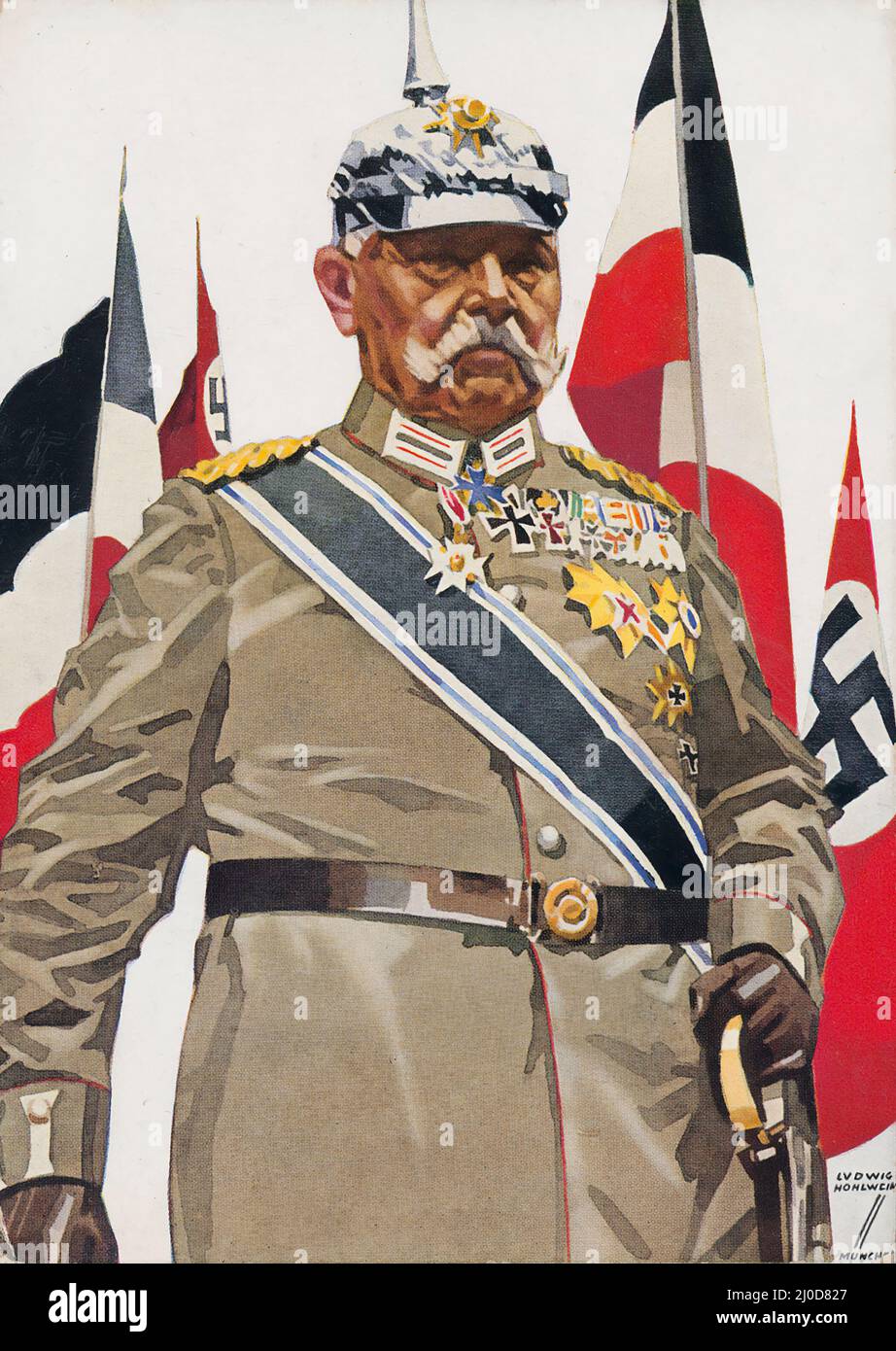 Propaganda nazista di Ludwig HOHLWEIN - Ludwig HOHLWEIN Reichskriegerbund General von Hindenburg Ansichtskarte Propaganda Foto Stock