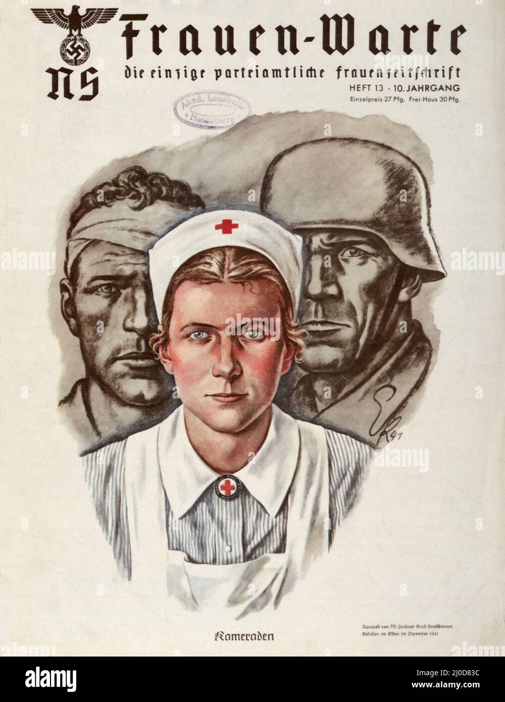 Propaganda nazista tedesca - cover art: 'Compagni' (Kameraden), acquerello di Propagandakompanie artista Ernst Kretschmann. 1942. Foto Stock