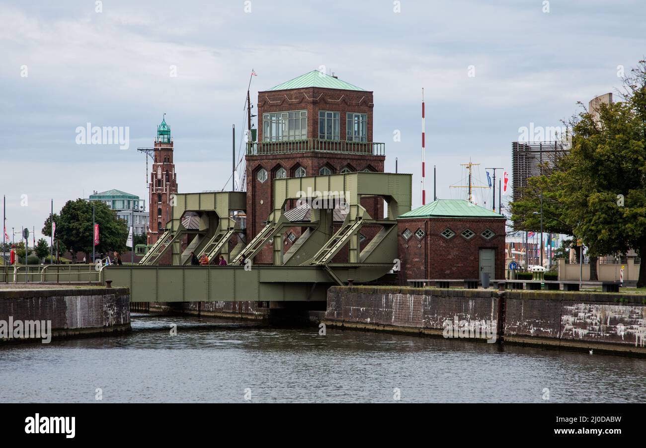 Faro di Bremerhaven. Foto Stock