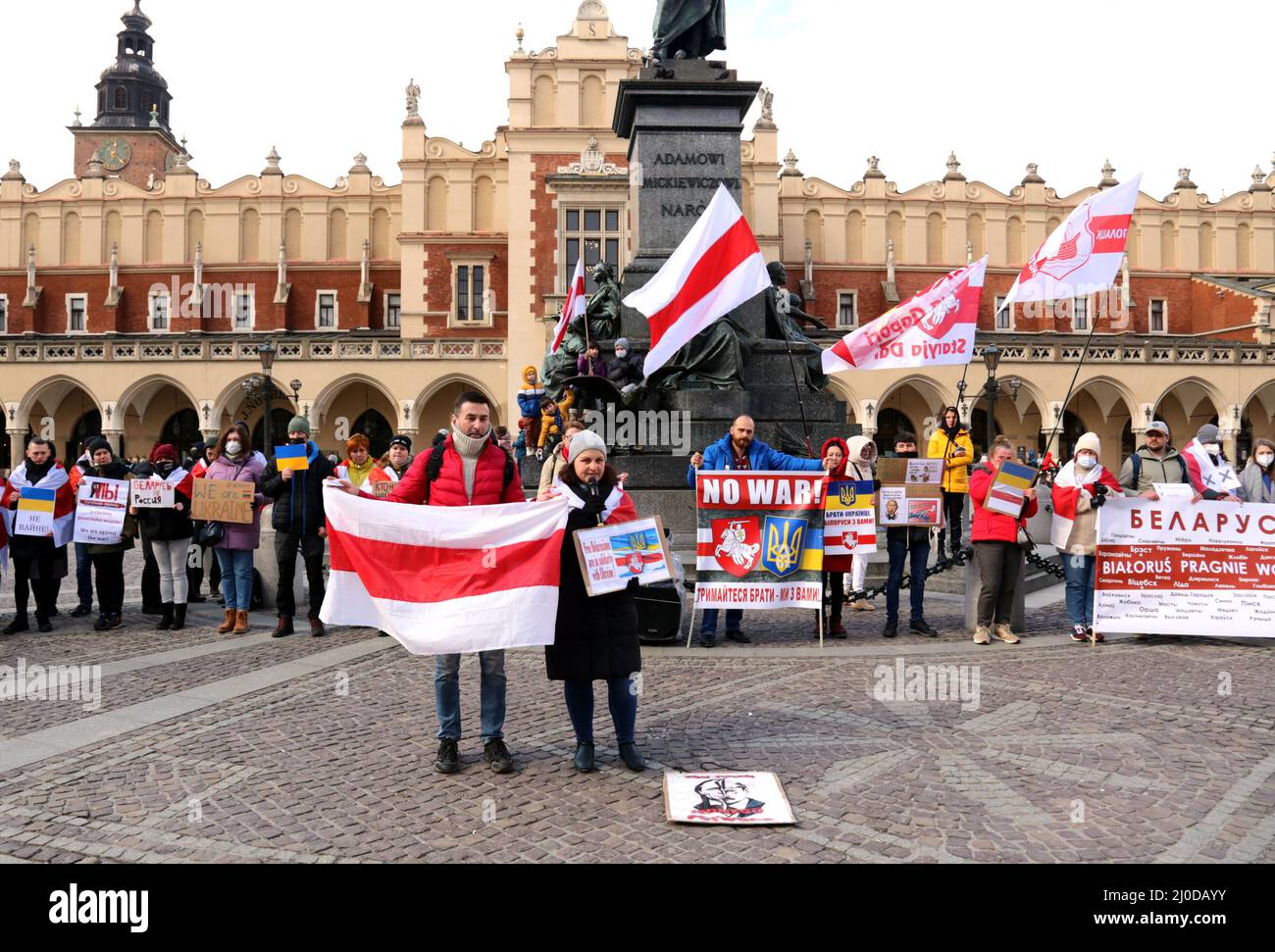 Cracovia. Cracovia. Polonia. Bielorussia - solidarietà Ucraina contro la Russia rally. Foto Stock