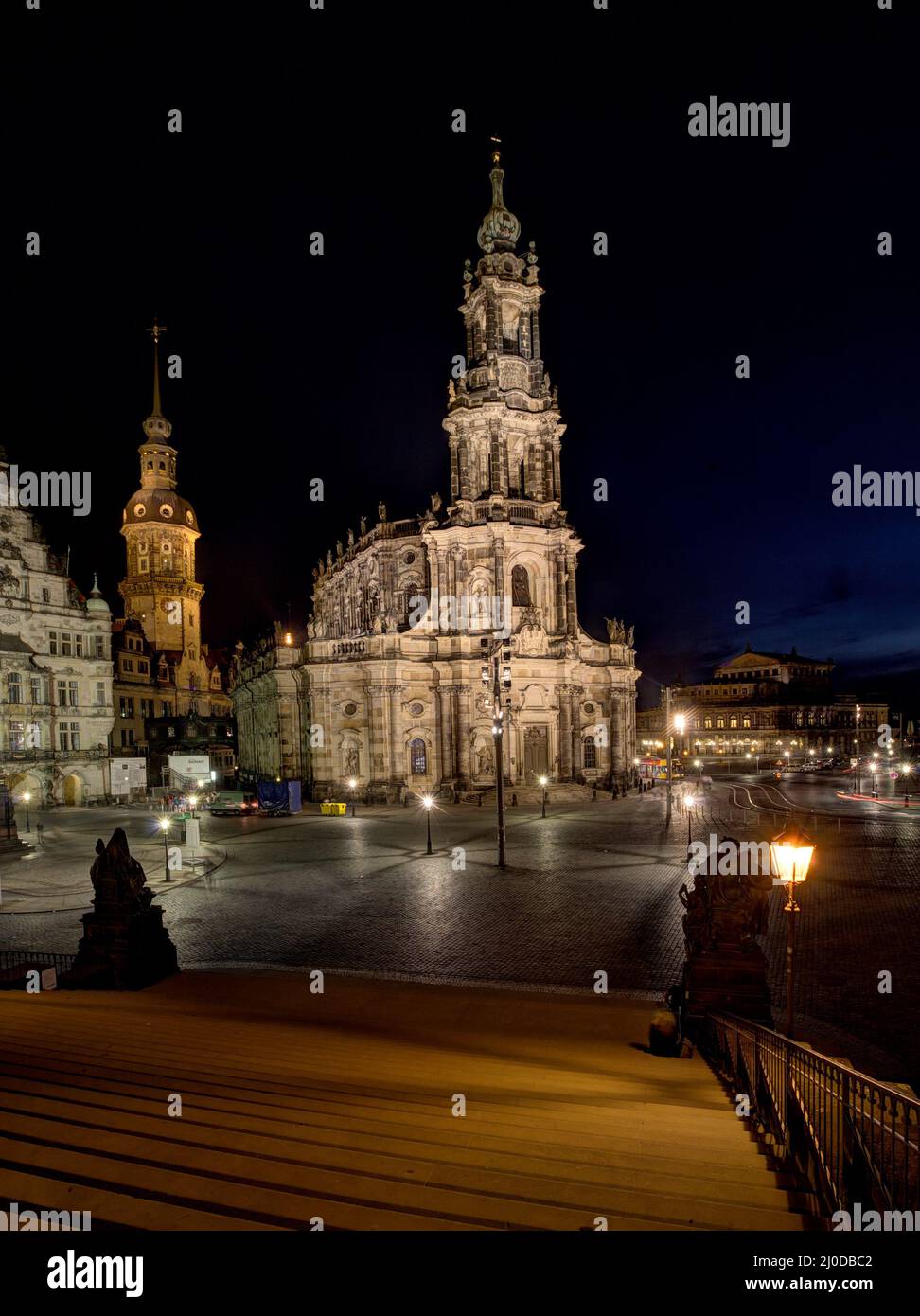 Cattedrale di Dresda - la Cattedrale della Santissima Trinità - Chiesa cattolica della corte reale di Sassonia - Katholische Hofkirche. Foto Stock