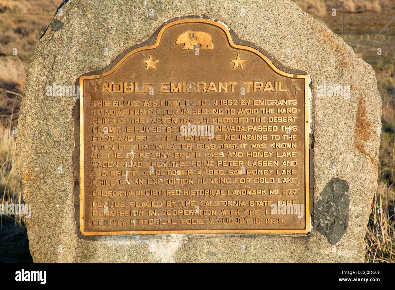 Monumento al Noble Emigrant Trail, California National Historic Trail, California Foto Stock