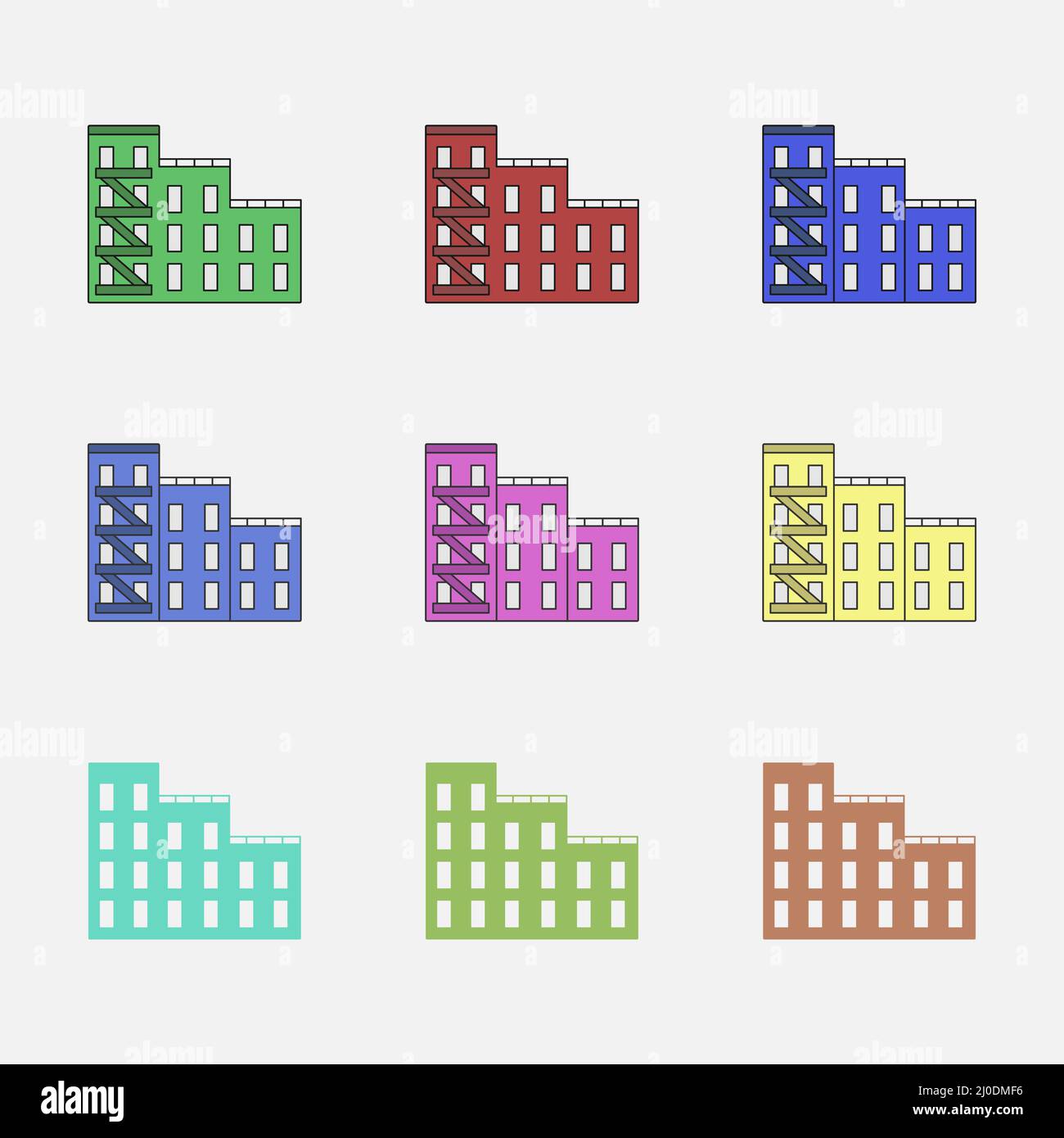illustrazione degli iscons vettoriali dell'edificio dell'appartamento Illustrazione Vettoriale