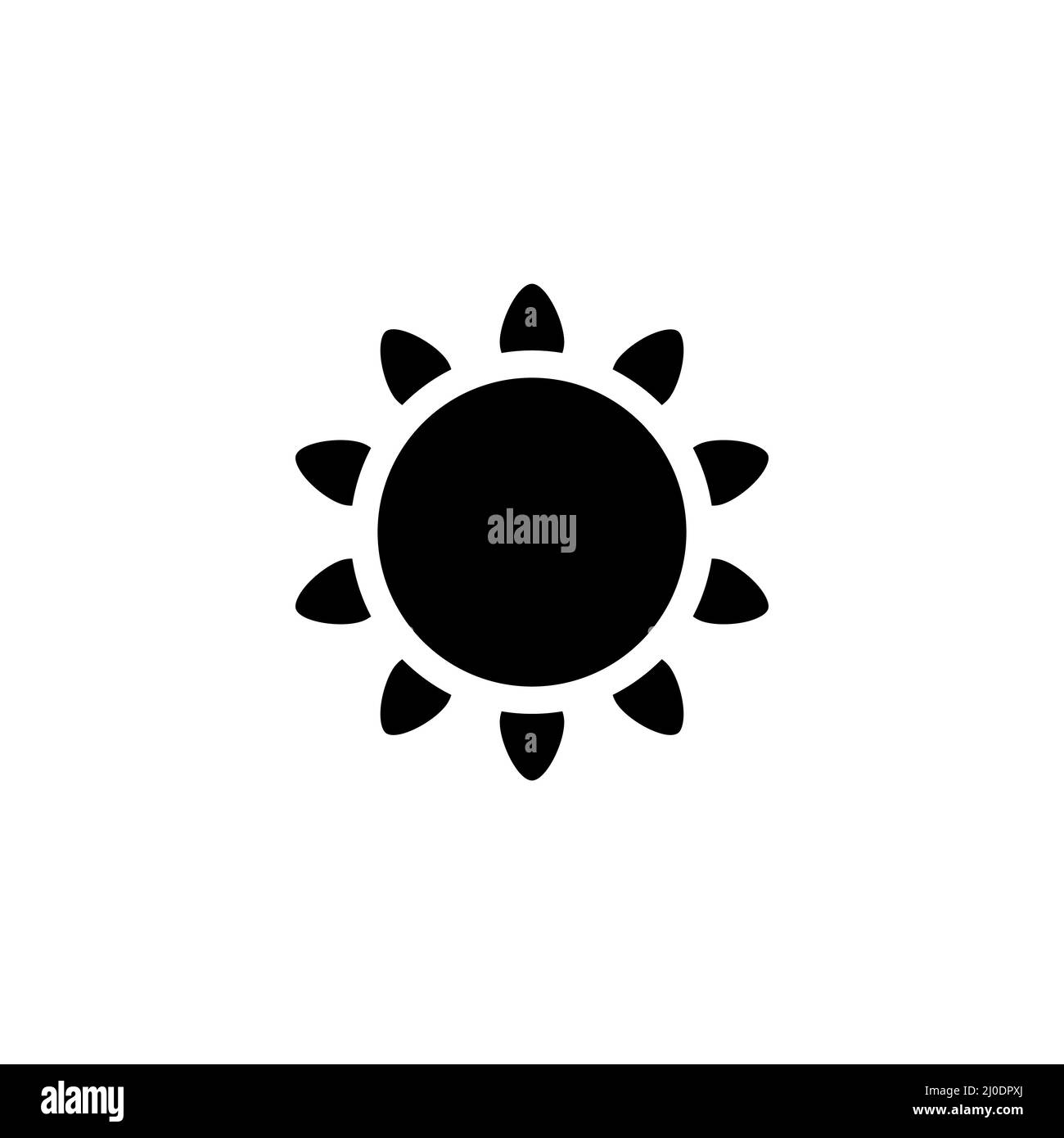 Icona girasole. Simbolo floreale alla moda. Bella pianta di forma nera. Illustrazione Vettoriale