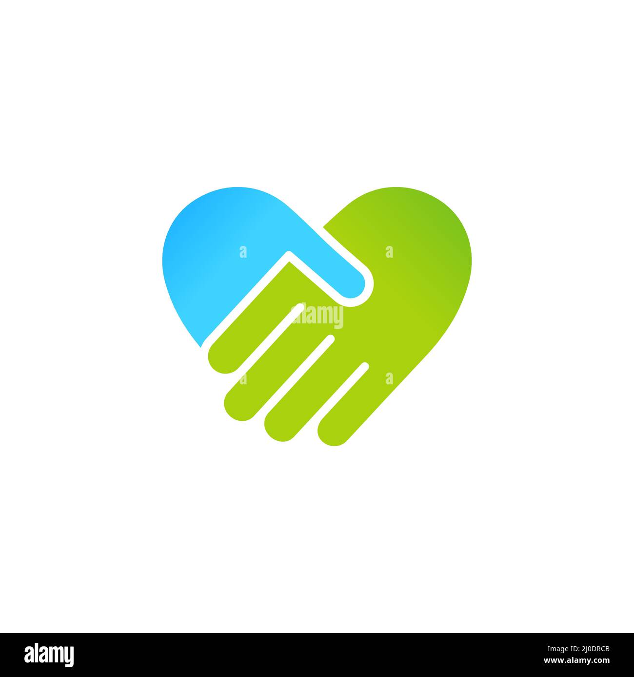 Icona della silhouette blu e verde. Forma del cuore. Simbolo medico. Illustrazione Vettoriale