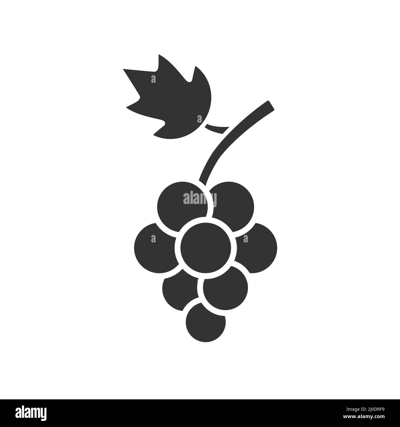 Icona uva. Segno di frutta con silhouette nera. Simbolo del vino. Illustrazione Vettoriale
