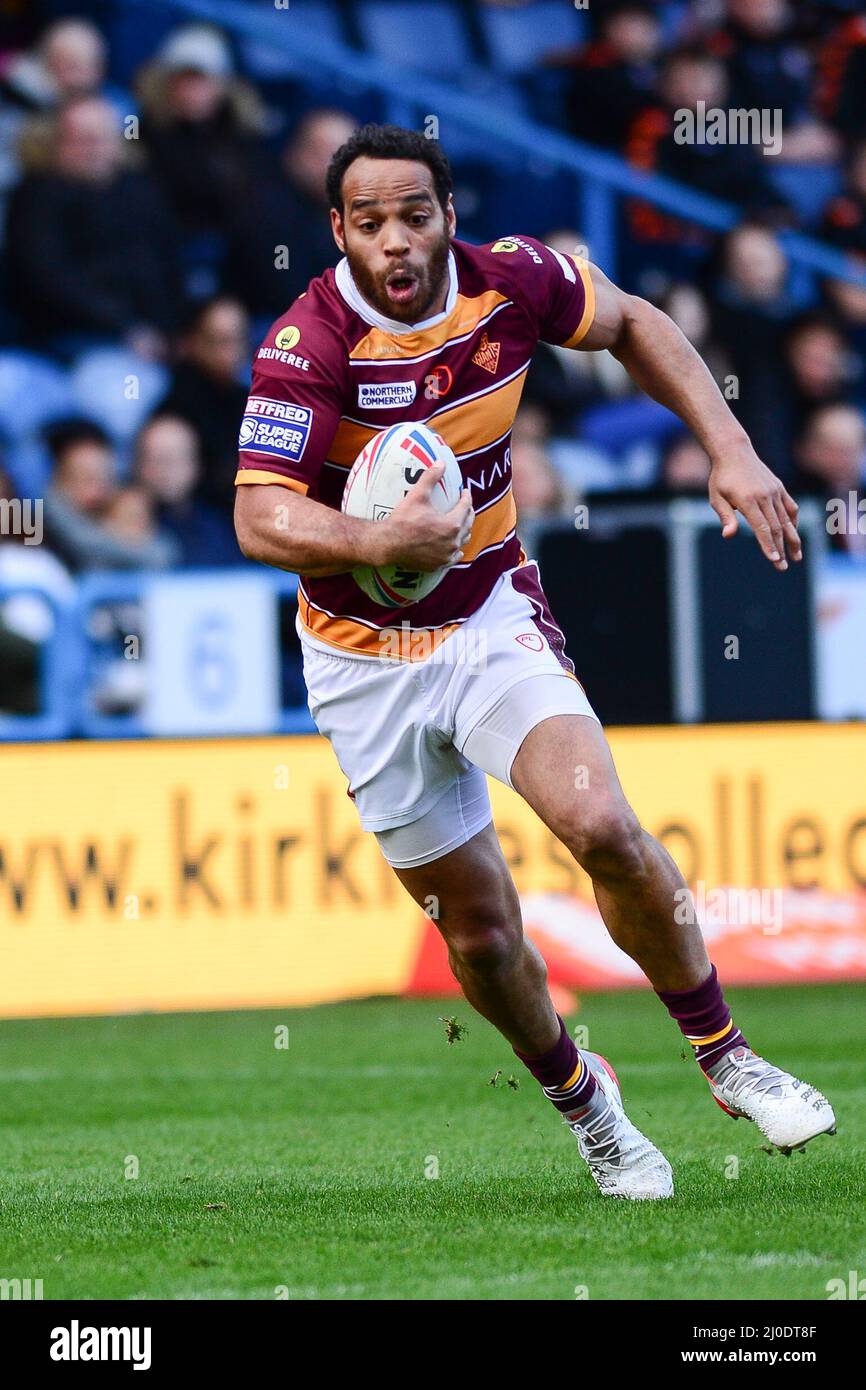 Huddersfield, Inghilterra - 12th marzo 2022 - Leroy Cudjoe (21) di Huddersfield Giants in azione. Rugby League Betfred Super League Round 5 Huddersfield Giants vs Castleford Tigers al John Smith's Stadium, Huddersfield, Regno Unito Dean Williams Foto Stock