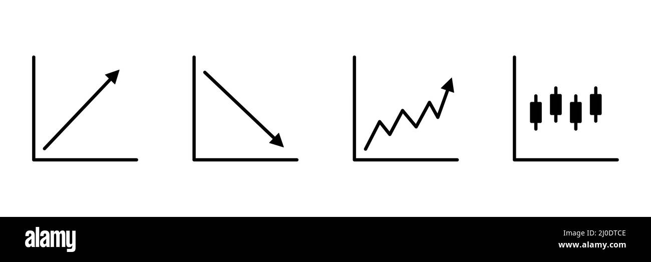 Grafica e grafici con icone piatte impostate. Concetto di big data. Simbolo dell'analisi aziendale. Statistiche e informazioni sui diagrammi Illustrazione Vettoriale