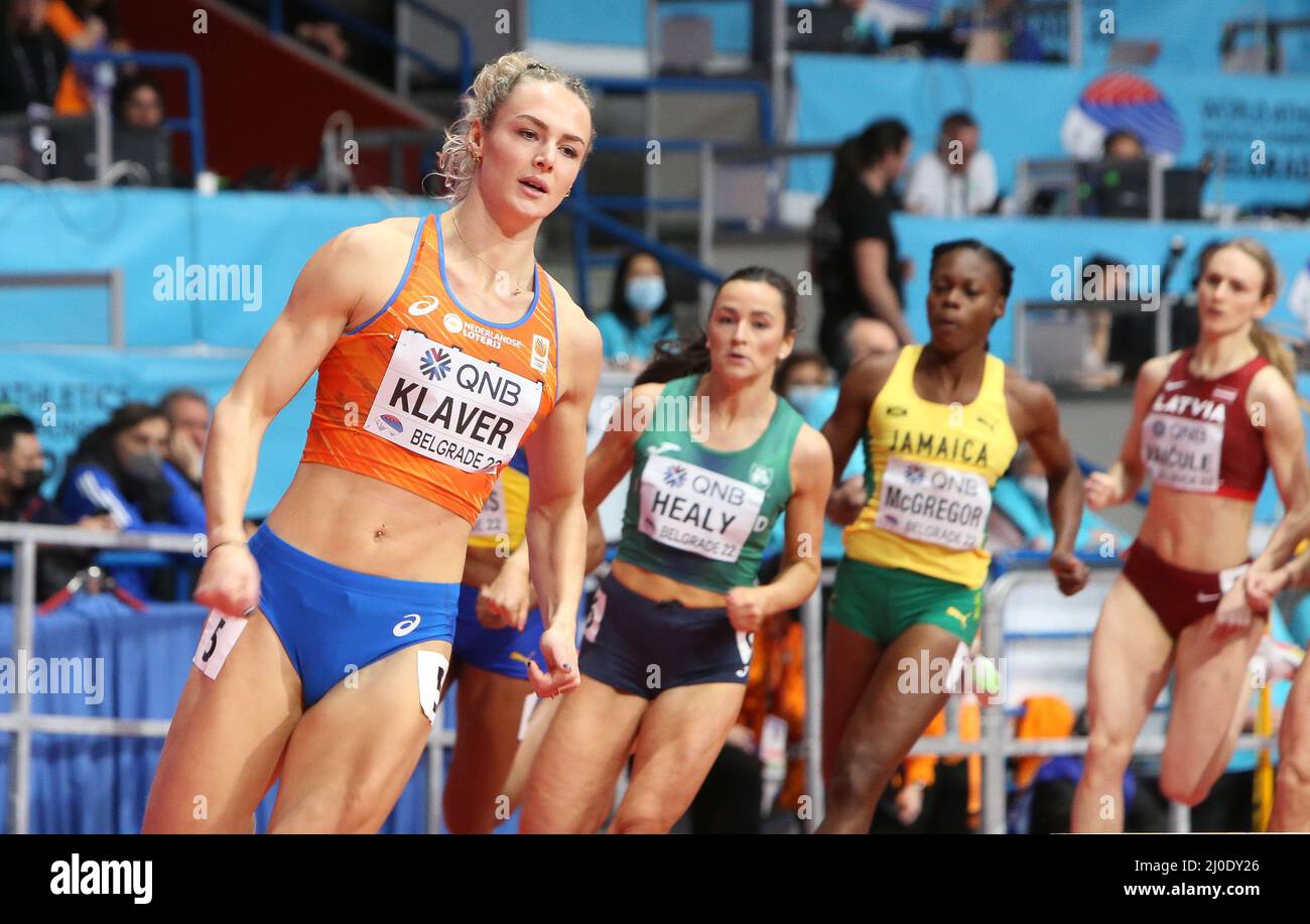 Belgrado, Serbia. 18th Mar 2022. Come Klaver of Netherlands, Heats 400 M Donne durante i Campionati mondiali di atletica indoor 2022 il 18 marzo 2022 alla Stark Arena di Belgrado, Serbia - Foto: Laurent Lairys/DPPI/LiveMedia Credit: Independent Photo Agency/Alamy Live News Foto Stock