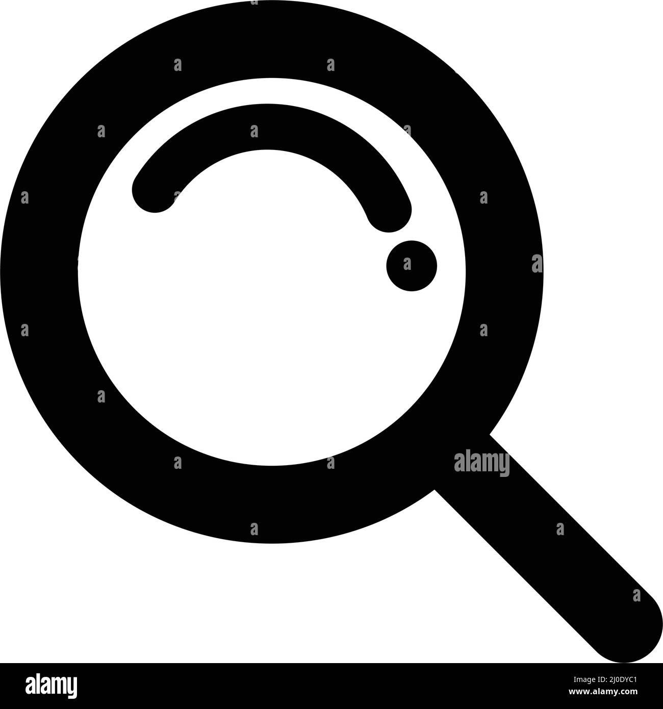 Icona di silhouette con lente di ingrandimento. Vettore modificabile. Illustrazione Vettoriale