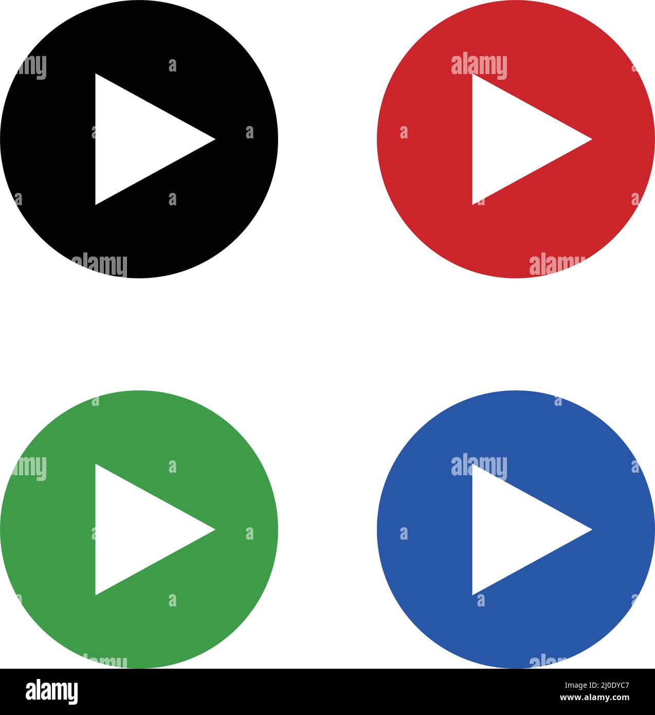 Una serie di icone per il pulsante di riproduzione. Riproduzione di video e musica. Vettore modificabile. Illustrazione Vettoriale