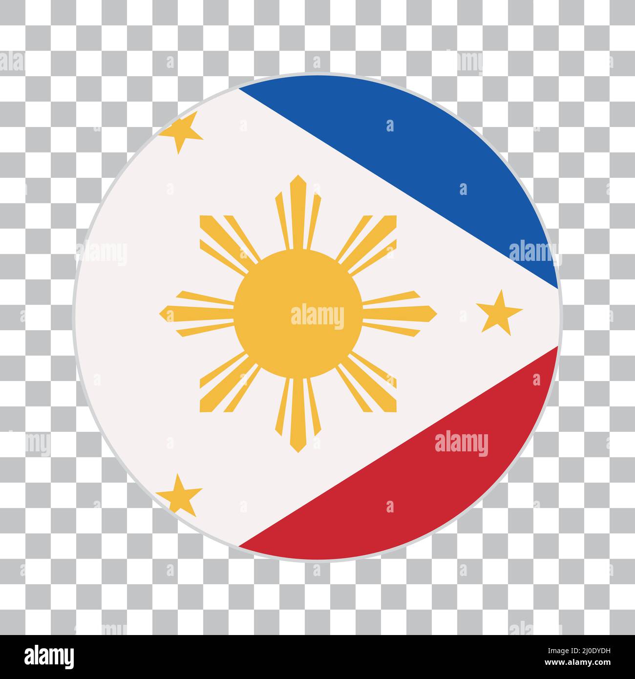 Una bandiera filippina rotonda isolata su sfondo trasparente. Vettore modificabile. Illustrazione Vettoriale