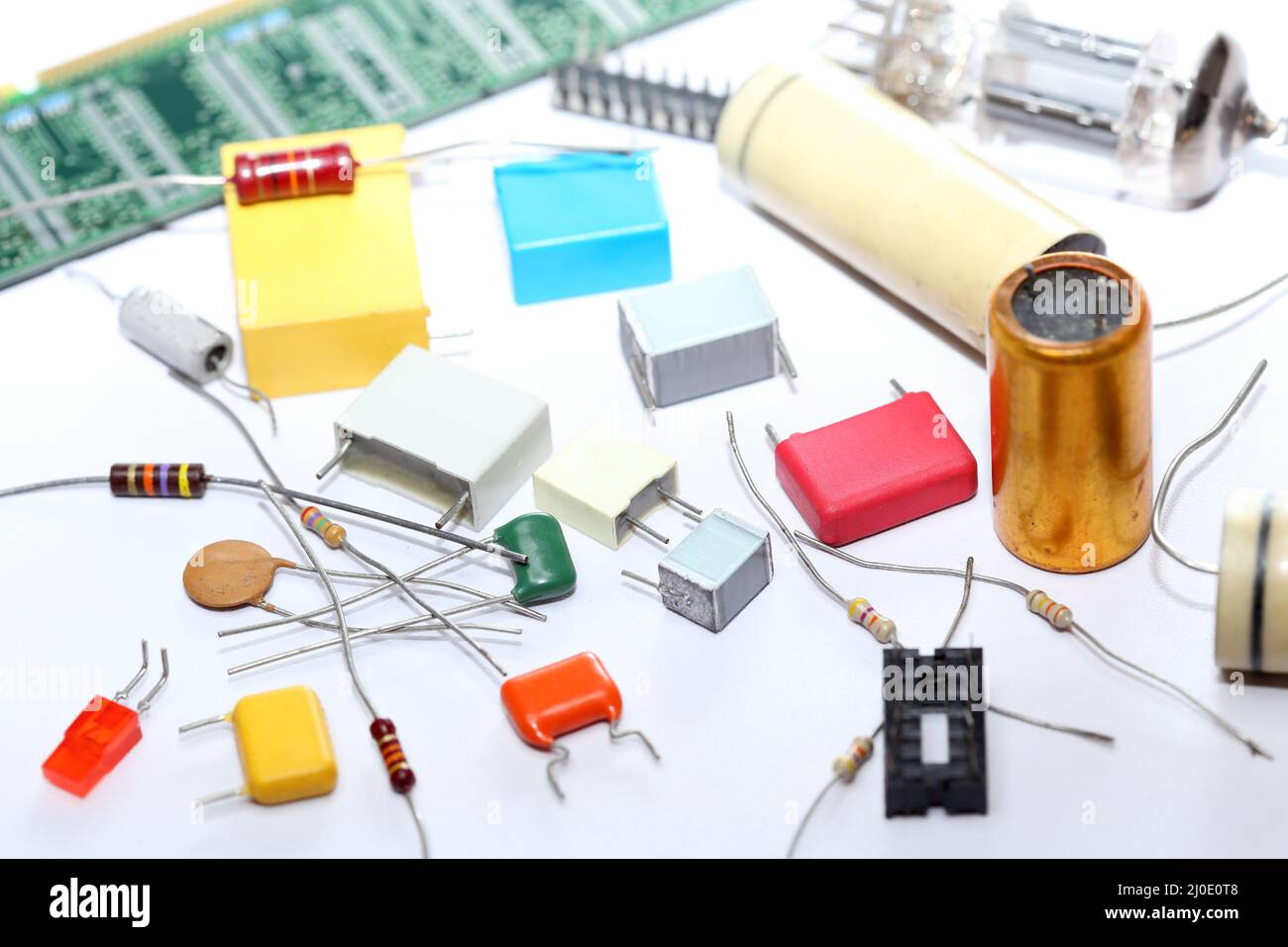 Vecchi componenti elettrici Foto Stock