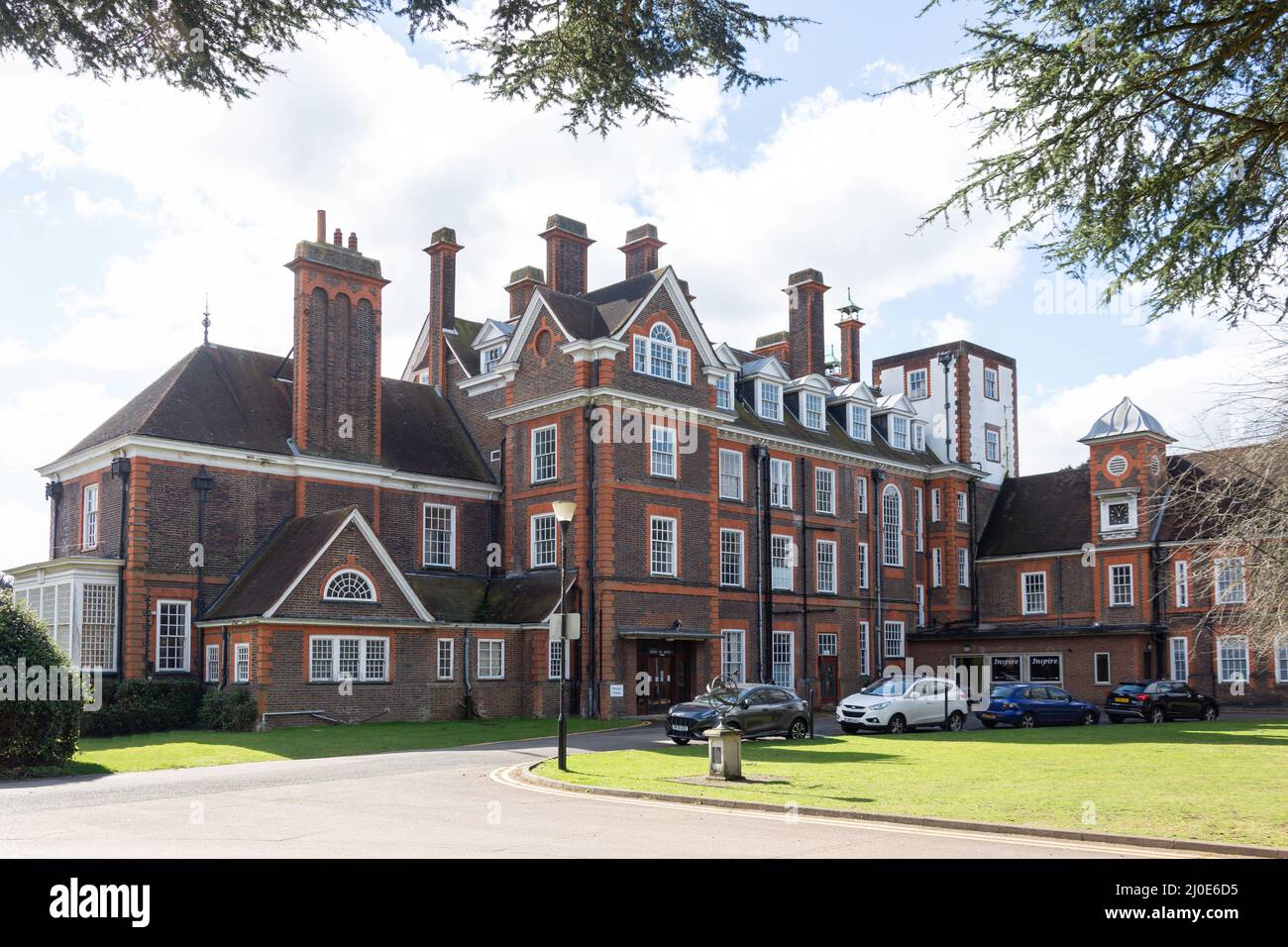 Mansion House, Weybridge Campus, Brooklands College, Heath Road, Weybridge, Surrey, Inghilterra, Regno Unito Foto Stock