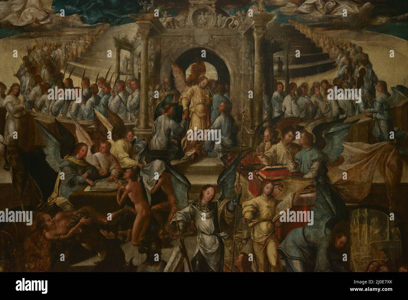 Master del 1549. "Il Giudizio universale". Olio su pannelli di quercia, 1540-1550. Dettaglio. Dal Monastero di Sao Bento da Saúde, Lisbona, Portogallo. Museo Nazionale di Arte Antica Lisbona, Portogallo. Autore: Portoghese Maestro del 1549. Foto Stock