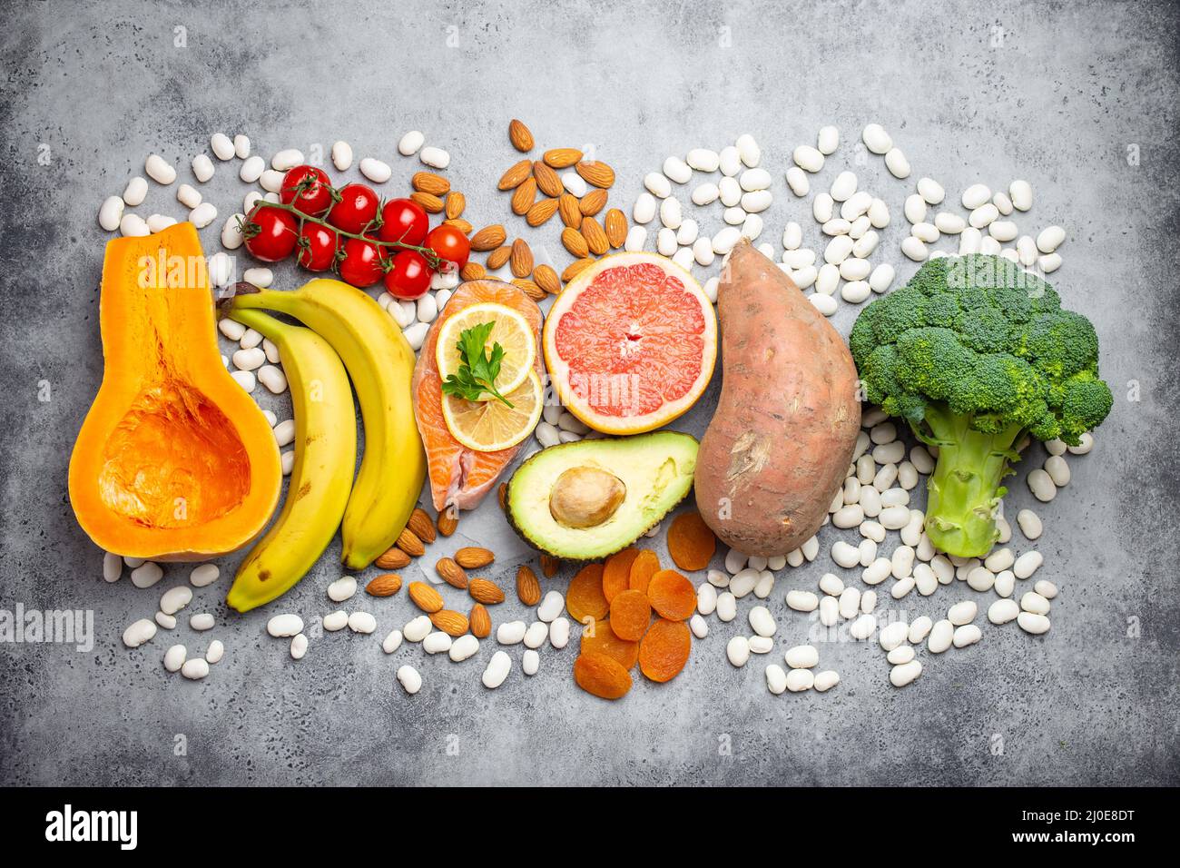 Naturali fonti alimentari di potassio Foto Stock