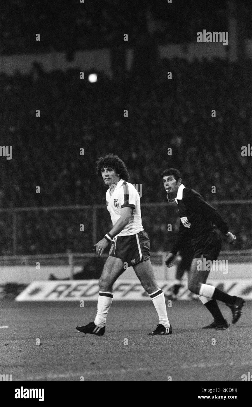 Kevin Keegan durante la partita Inghilterra/Danimarca, UEFA European Championship Group 1. Punteggio finale 1-0 per l'Inghilterra, stadio di Wembley. 12th settembre 1979. Foto Stock