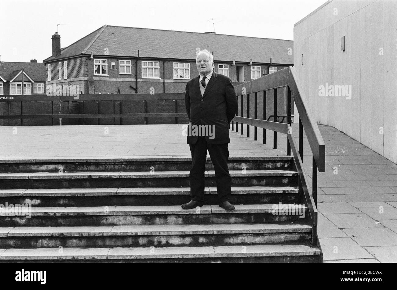 Bill Boaks, candidato parlamentare del Partito White Resident del Partito Monarchico democratico per le elezioni politiche di Ilford North. 1st marzo 1978. Foto Stock