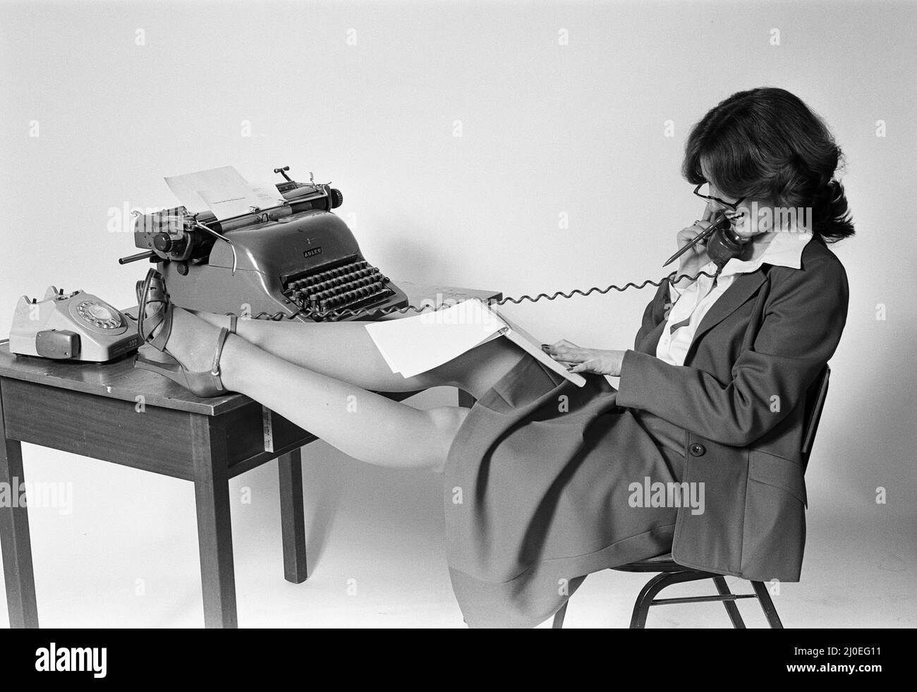 Segretario dell'Ufficio, Studio Pix, 27th gennaio 1978. Foto Stock