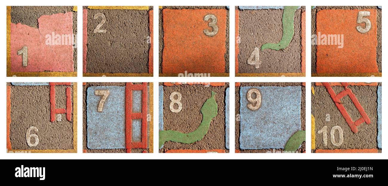 Numeri dipinti per esterni 1-10 Foto Stock