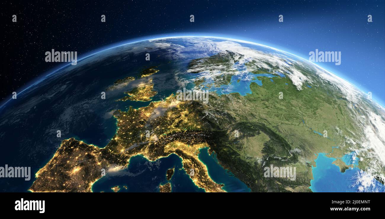 Terra dettagliata. Europa centrale Foto Stock