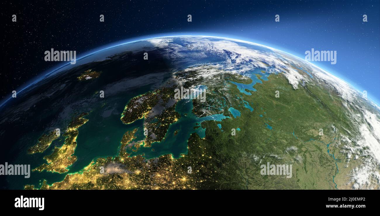 Terra dettagliata. Europa. Scandinavia Foto Stock