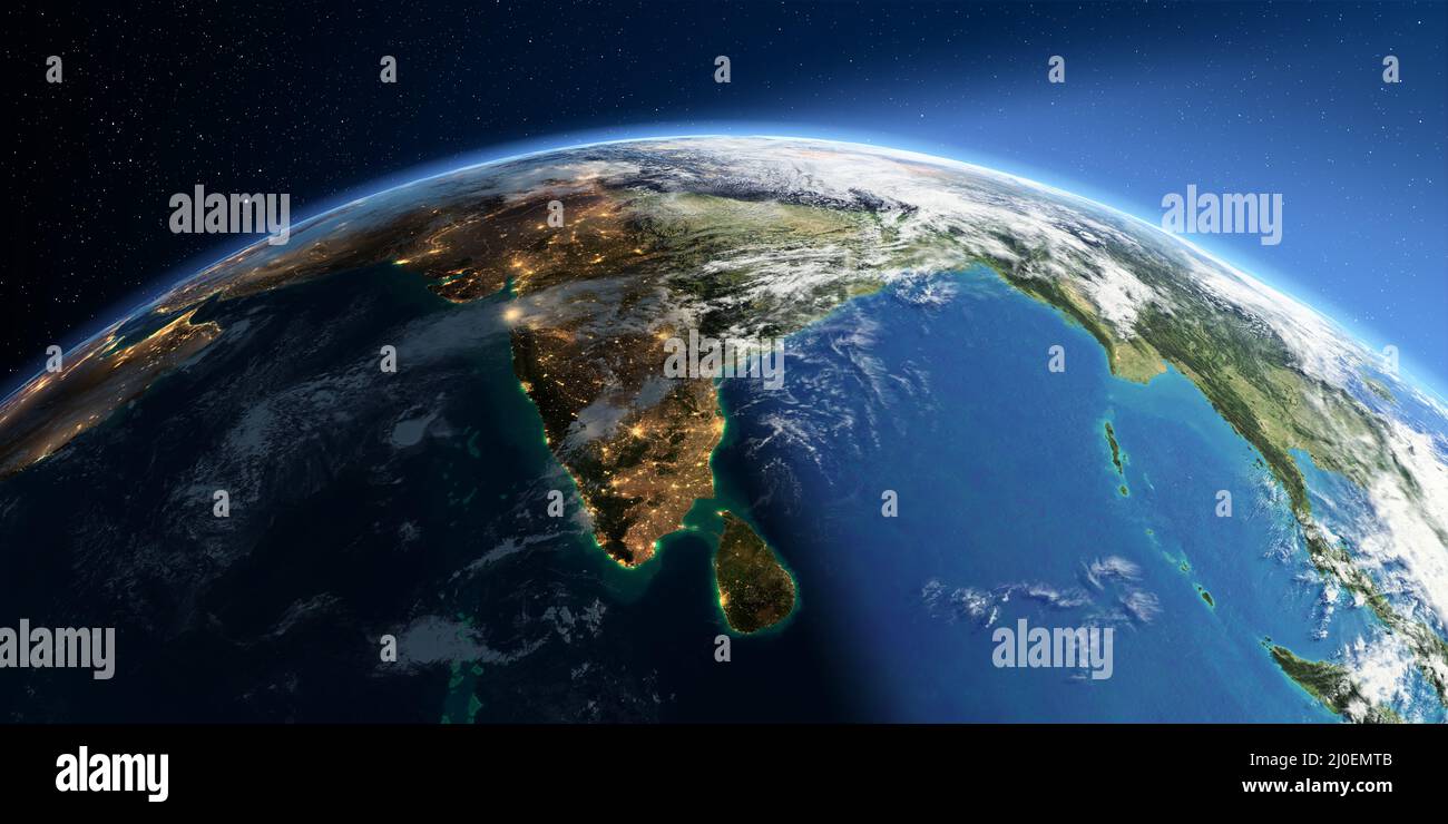 Terra dettagliata. India e Sri Lanka Foto Stock