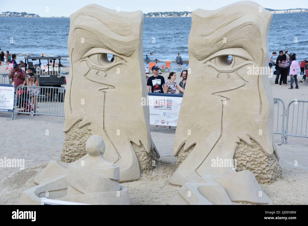 Sculture di sabbia al Revere Beach 2019 International Sand Sculpting Festival in Massachusetts Foto Stock
