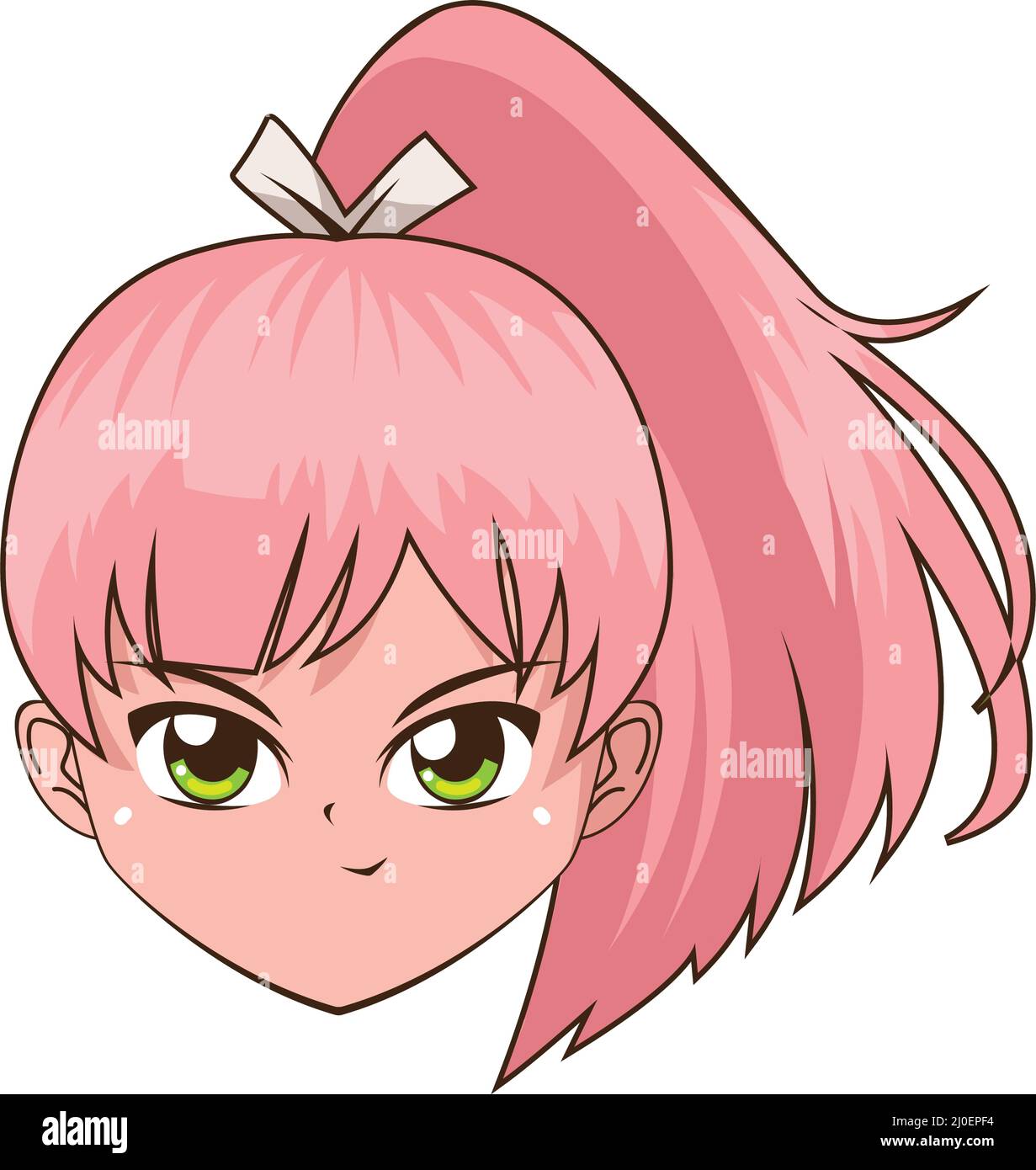 anime ragazza capelli rosa Illustrazione Vettoriale