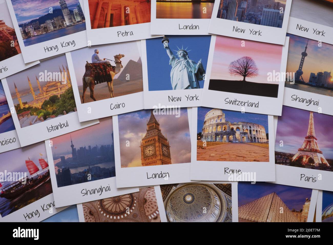 Cartoline di diverse destinazioni di viaggio Foto Stock
