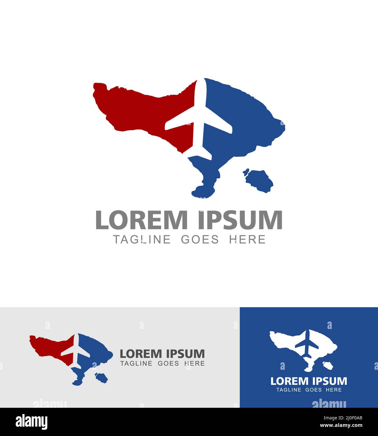 Un set di illustrazioni vettoriali di Bali Island Travel Tourism Logo Vector Illustrazione Vettoriale