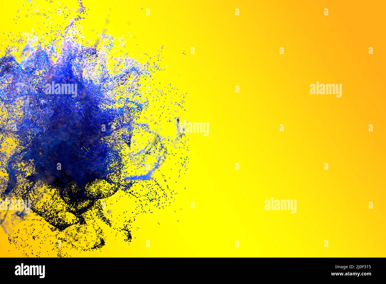 Cloud computing blu e arancione che illumina le particelle. Concetto di coronavirus. Sfondo astratto generato dal computer. 3d illustra Foto Stock