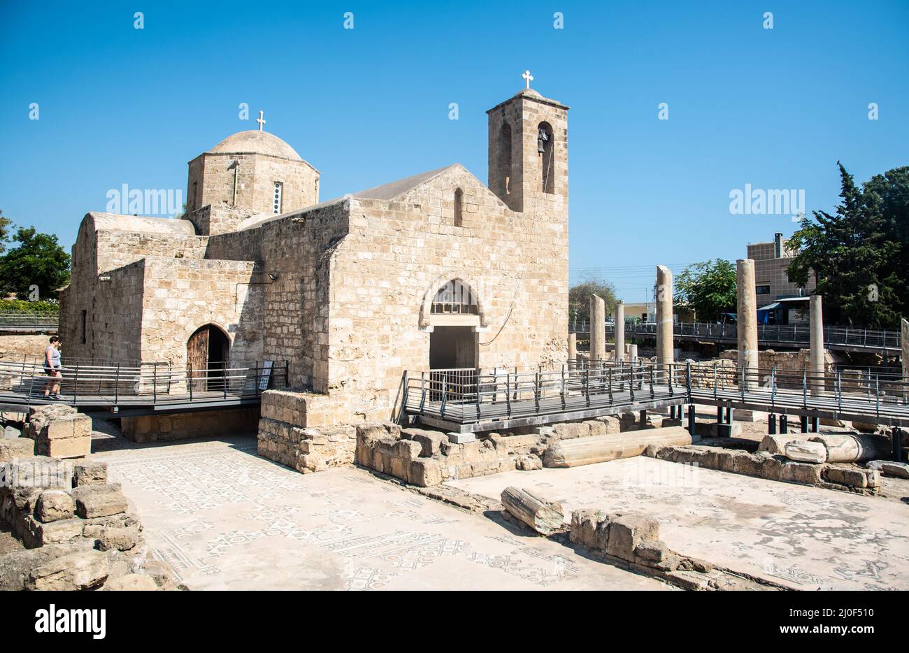 Chiesa cristiana Ortodossa di Ayia Kyriaki nella città di Paphos a Cipro Foto Stock