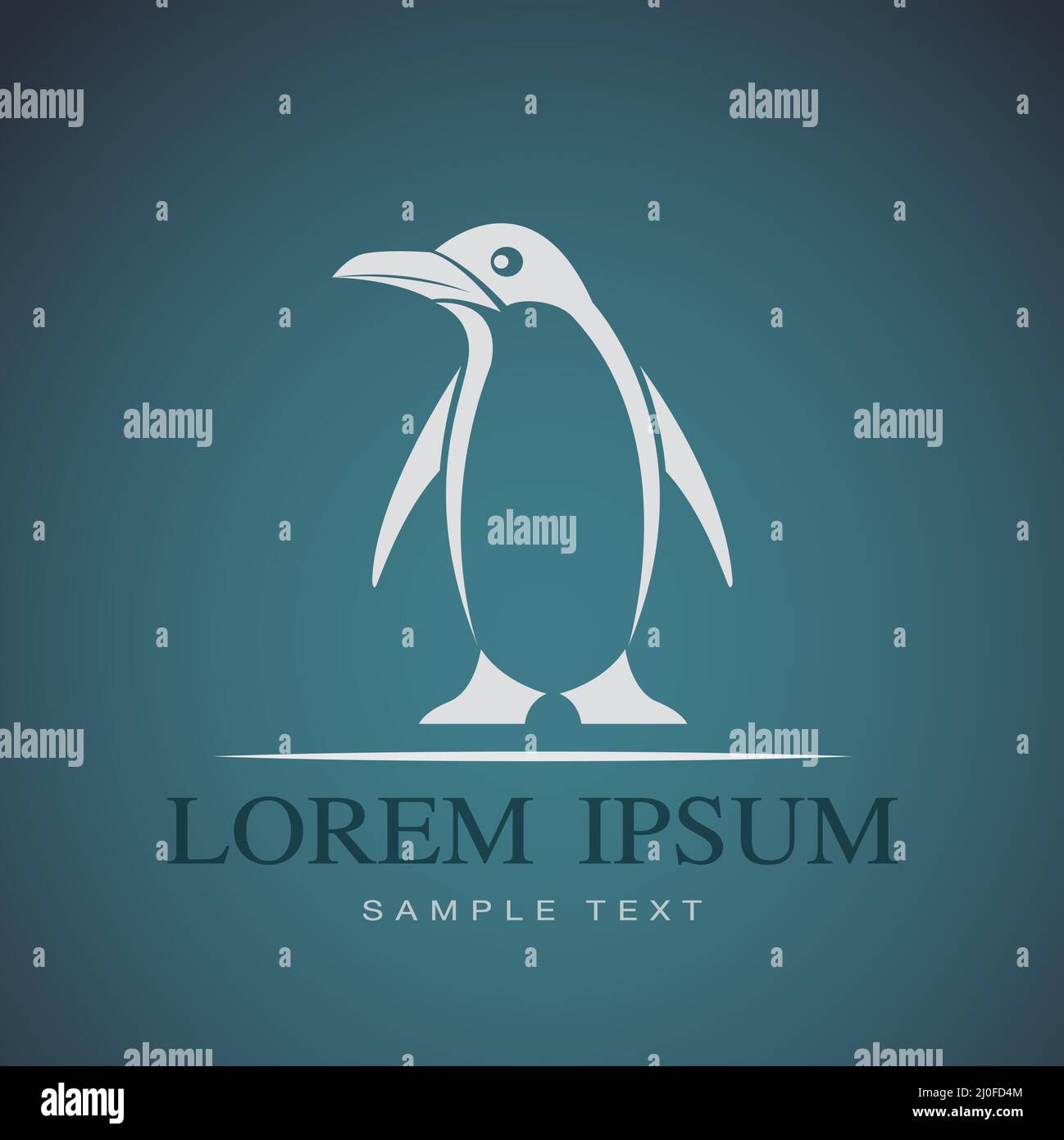 Immagine vettoriale del pinguino su sfondo blu. Illustrazione vettoriale a livelli facilmente modificabile. Illustrazione Vettoriale