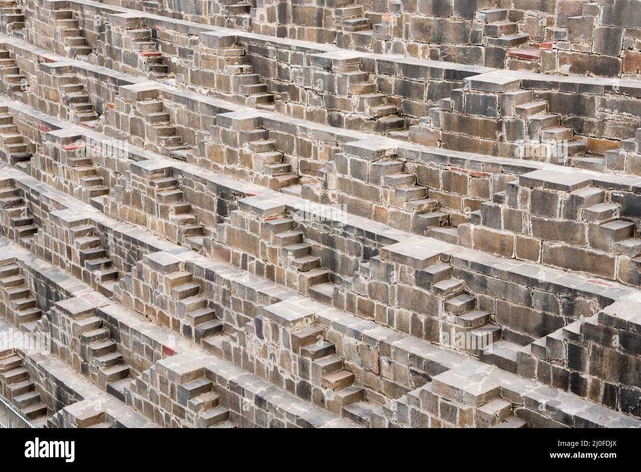 Antico famoso Stepwell di Chand Baori, India Foto Stock