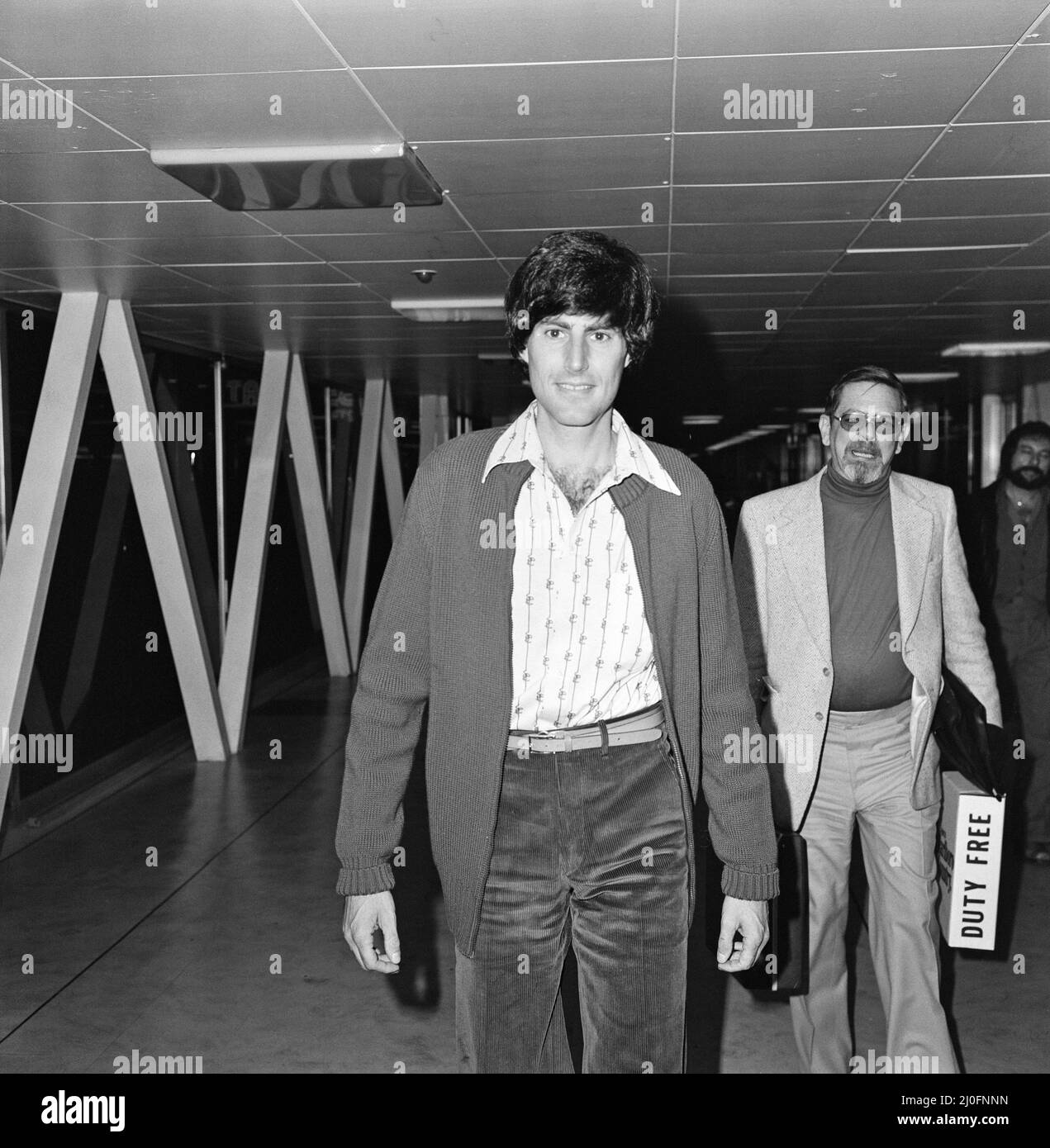 URI Geller all'aeroporto di Londra. 1st novembre 1978. Foto Stock