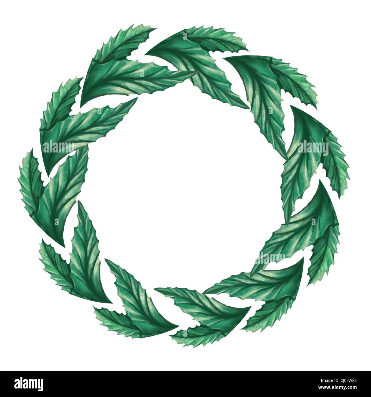 Corona acquerello con foglie agrifoglio. Acquerello disegnato a mano Foto Stock