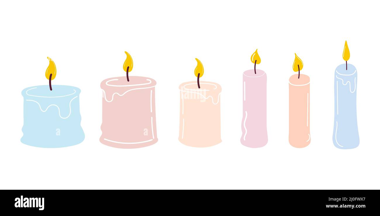 Set di candele brucianti.Design per Natale Foto Stock